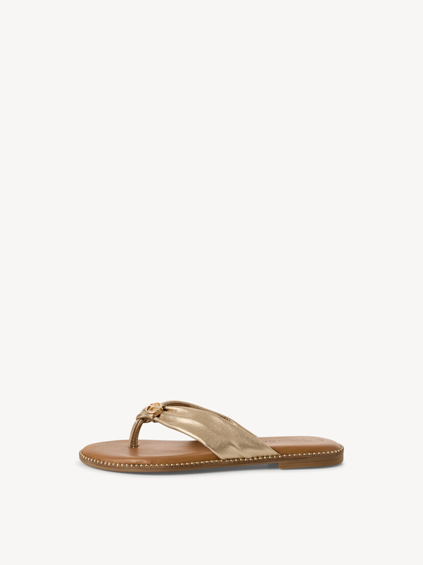 Leren Flip Flops - goud, LIGHT GOLD, hi-res
