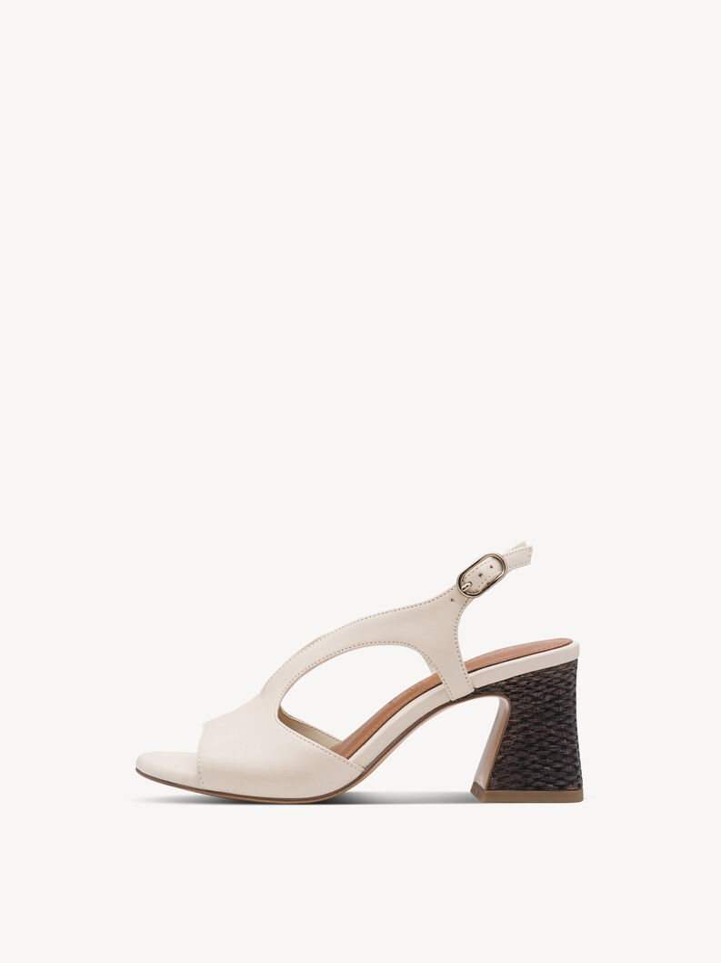 Ledersandalette - beige, IVORY, hi-res
