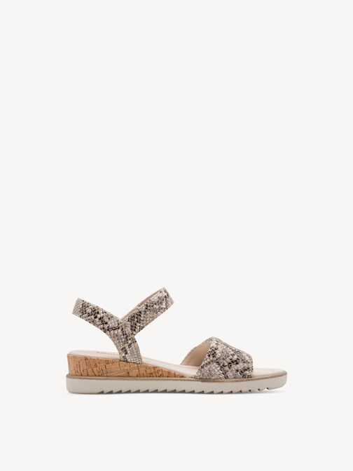 Heeled sandal, BEIGE SNAKE, hi-res