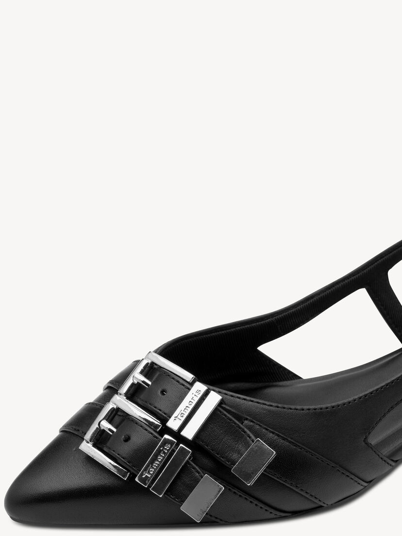 Leren Slingpumps - zwart, BLACK, hi-res