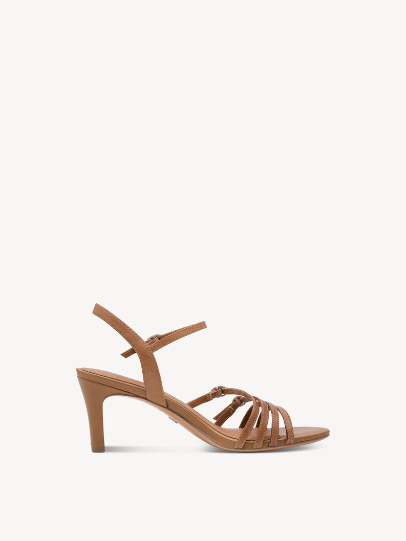 Leather Heeled sandal - brown, COGNAC, hi-res