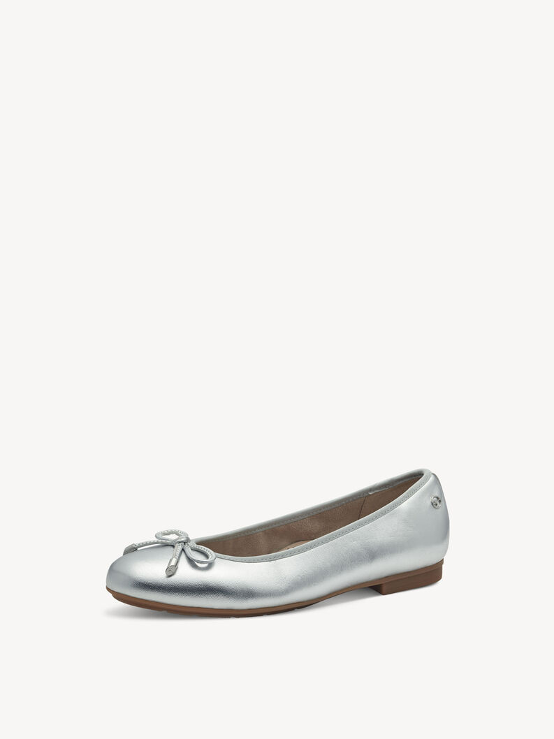 Ballerine en cuir - métallique, SILVER, hi-res