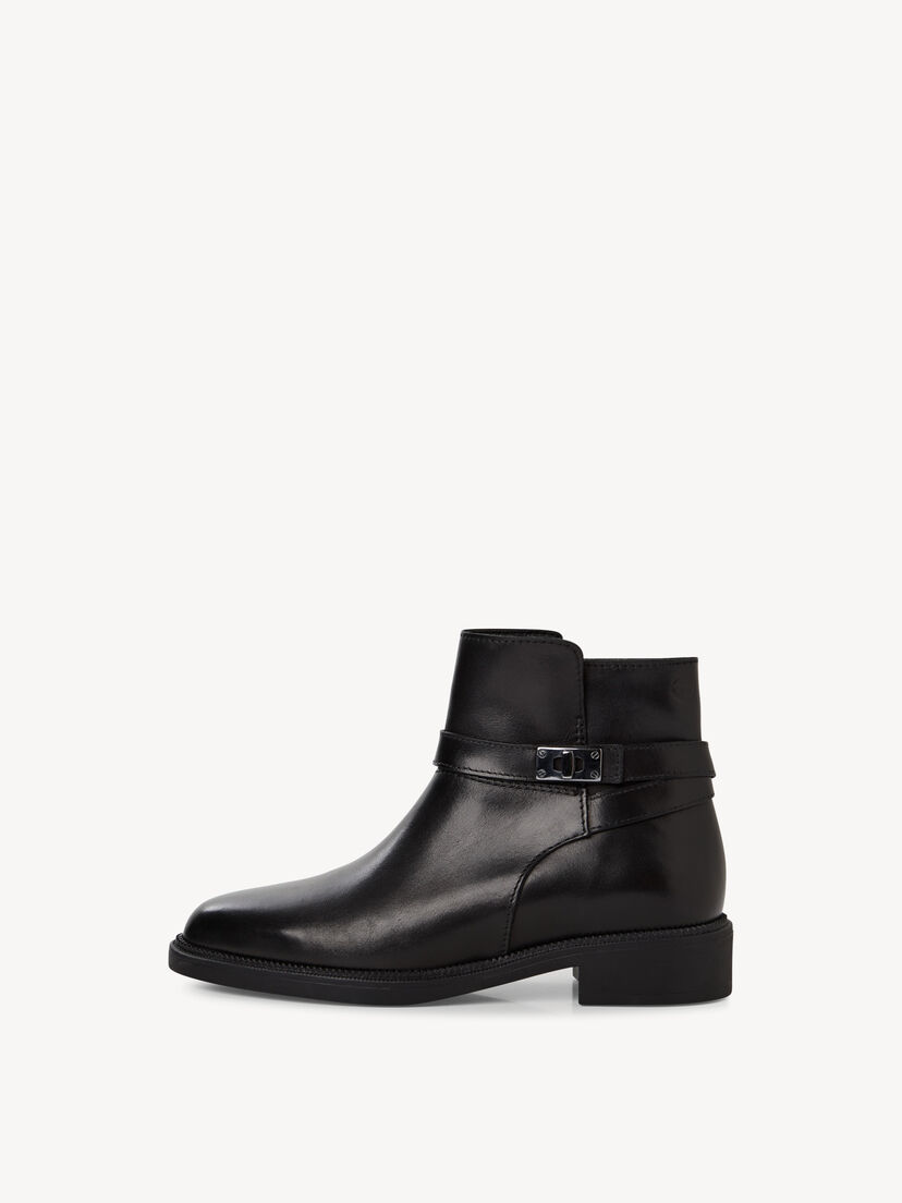 Leren Enkellaarsje - zwart, BLACK, hi-res