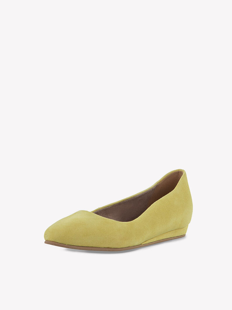 Ballerine en cuir - jaune, YELLOW, hi-res