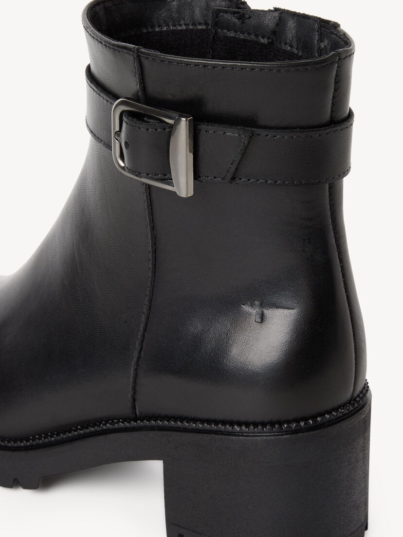 Leren Enkellaarsje - zwart, BLACK LEATHER, hi-res