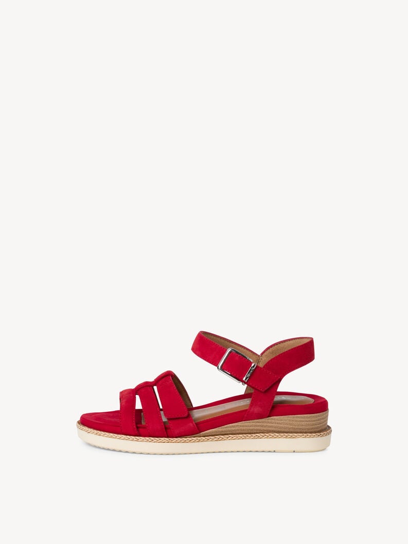 Sandale à talon en cuir - rouge, RED, hi-res