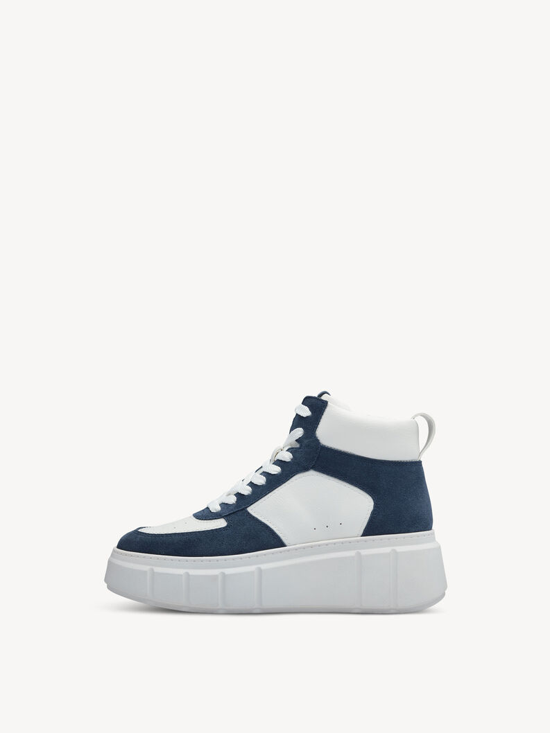 Leather Sneaker - white, WHITE/BLUE, hi-res