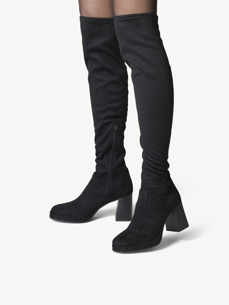 Μπότες πάνω από το γόνατο - μαύρο, BLACK, hi-res