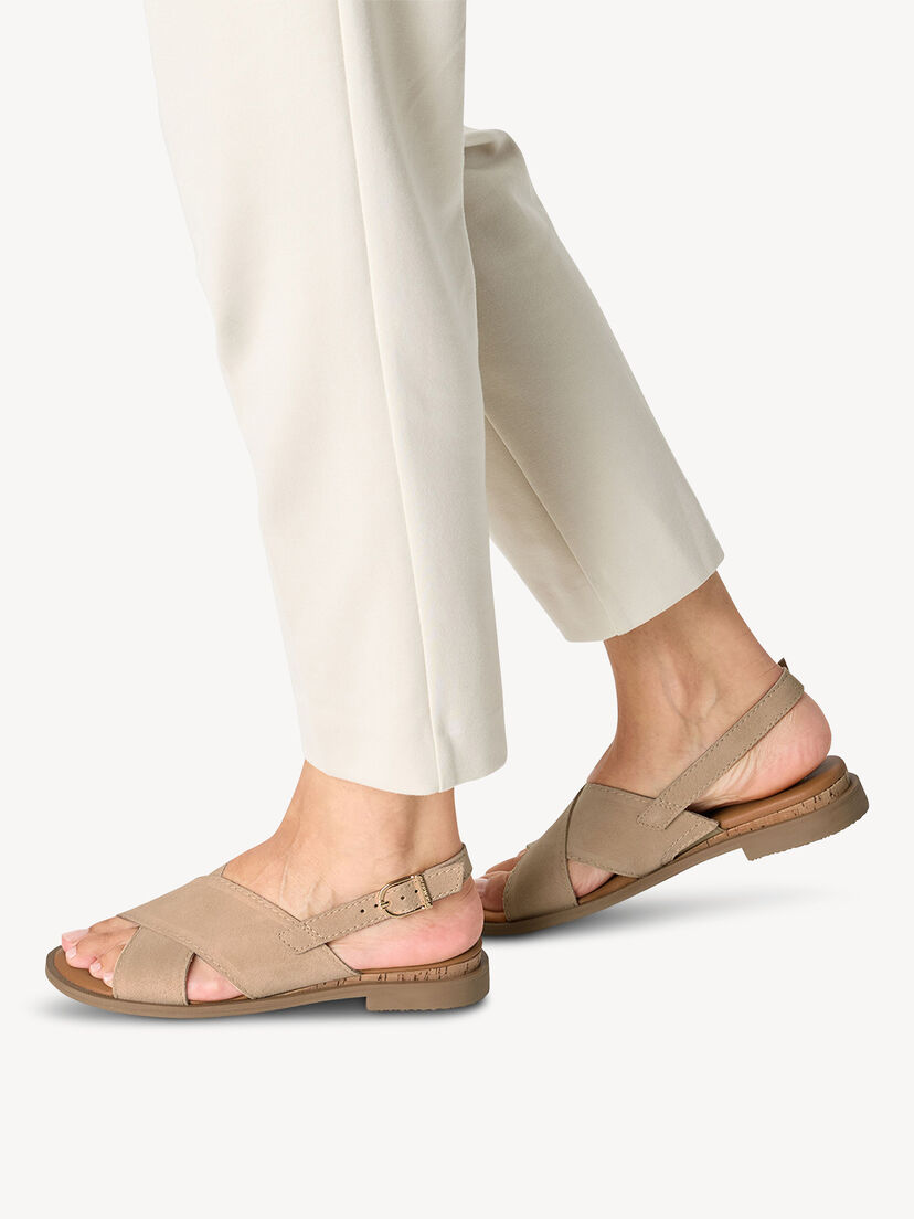 Leren Sandaal - beige, beige, hi-res