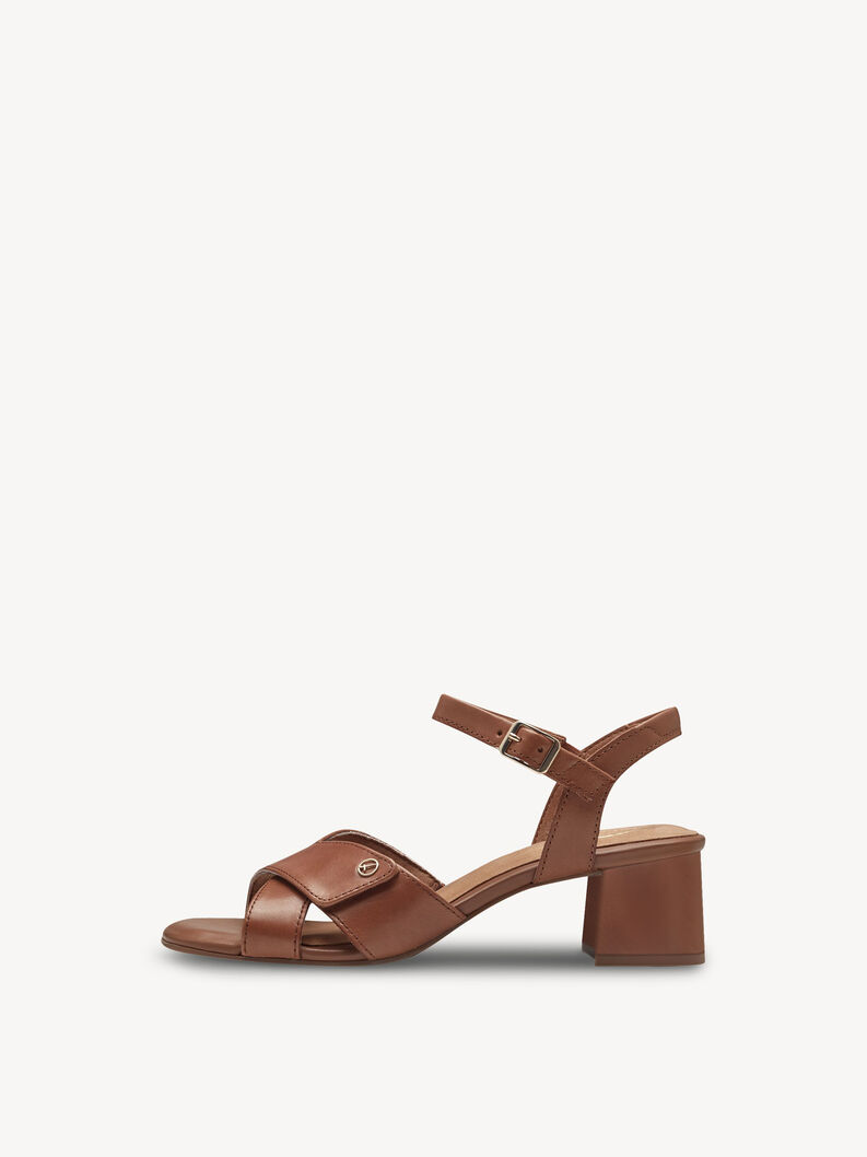 Leather Heeled sandal - brown, NUT NAPPA, hi-res