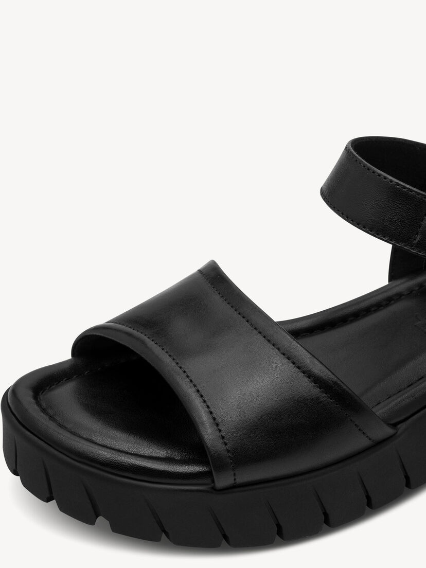 Leren Sandaaltje - zwart, BLACK LEATHER, hi-res