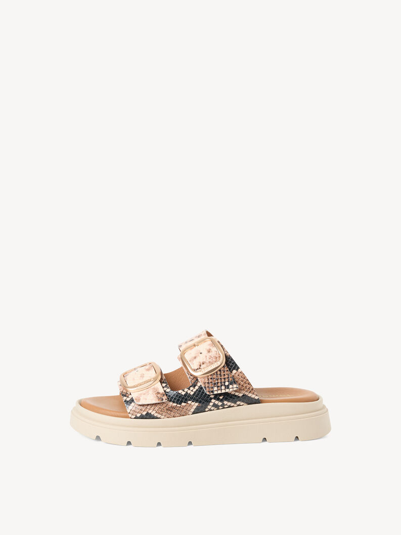 Lederpantolette - beige, BEIGE SNAKE, hi-res