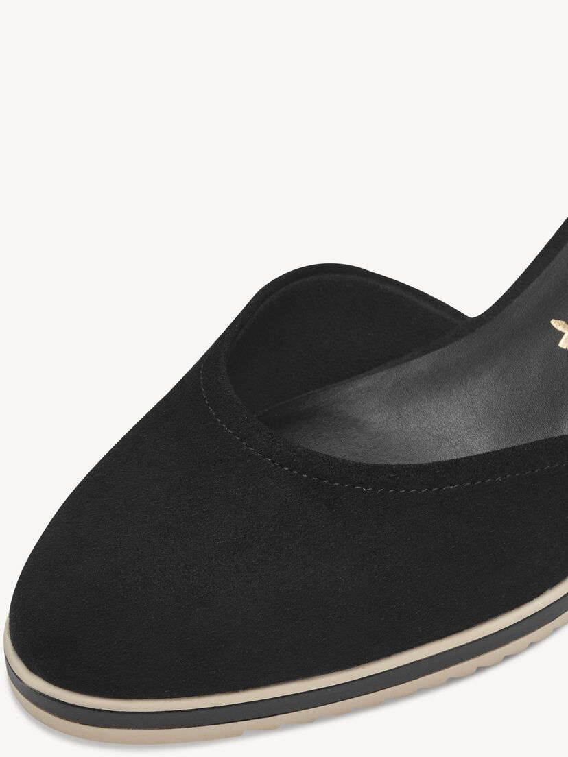 Leren Sleehakpumps - zwart, BLACK, hi-res