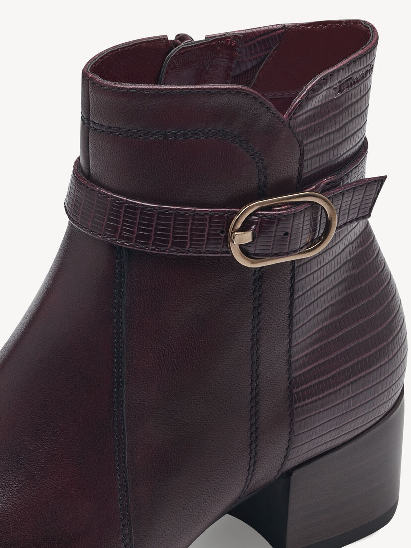 Leren Enkellaarsje - rood, BORDEAUX, hi-res