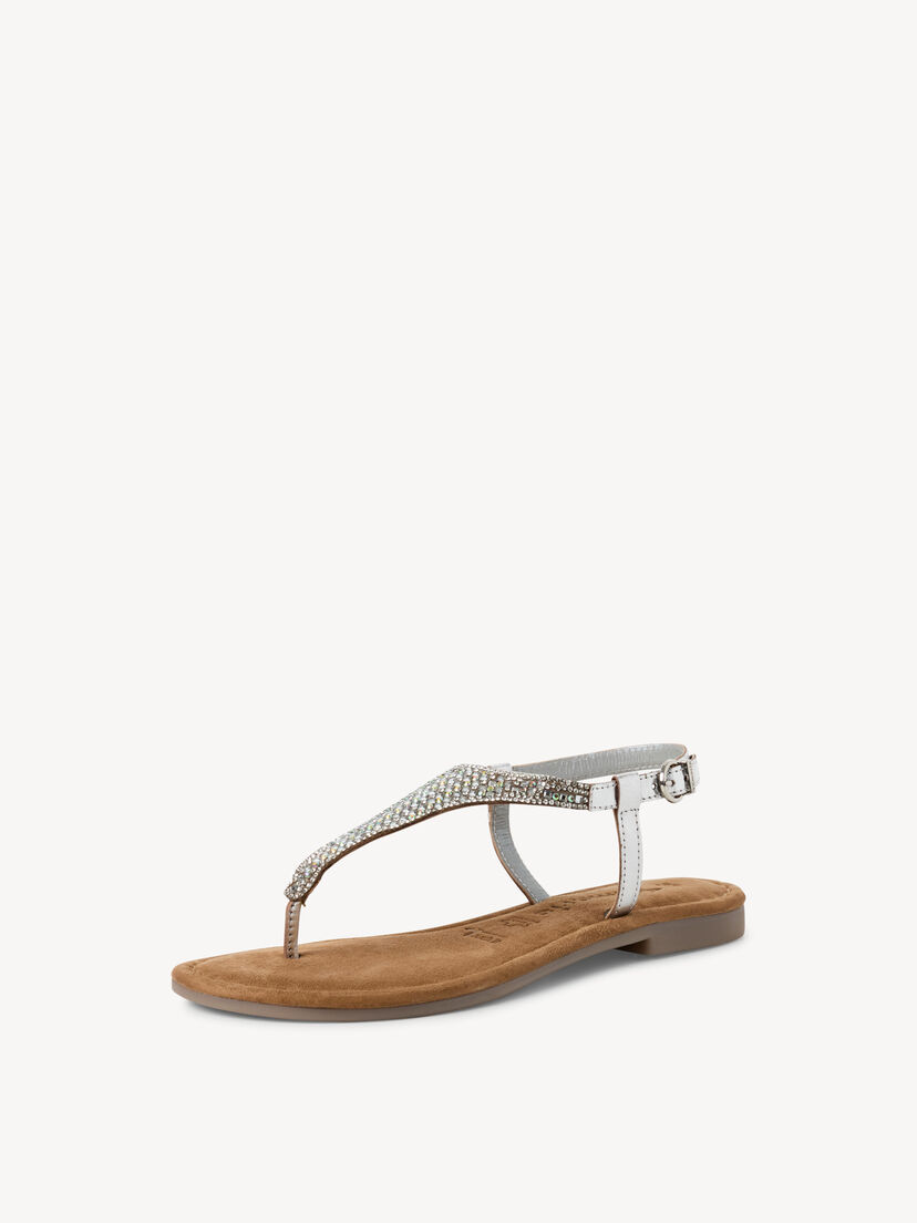 Leren Sandaal - zilver, SILVER GLAM, hi-res