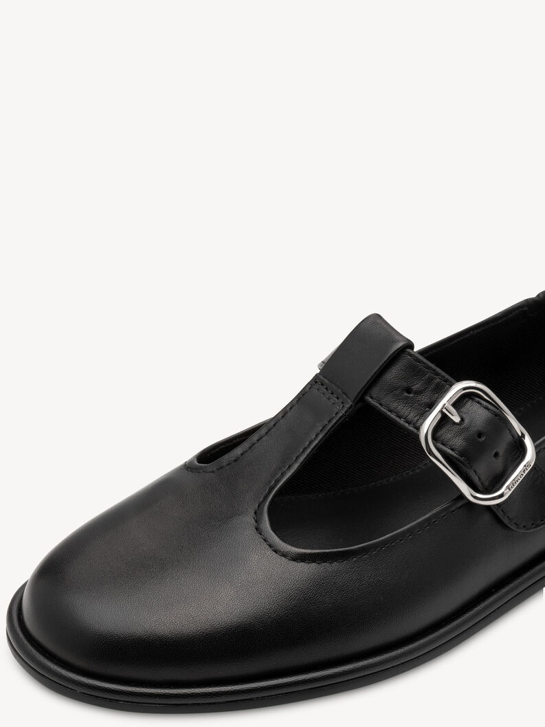 Lederballerina - schwarz, BLACK LEATHER, hi-res