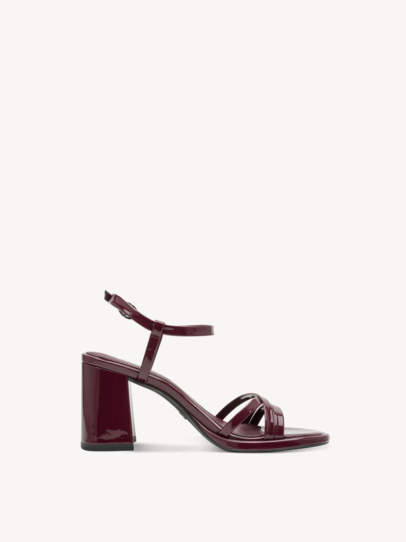 Heeled sandal - red, MERLOT PATENT, hi-res
