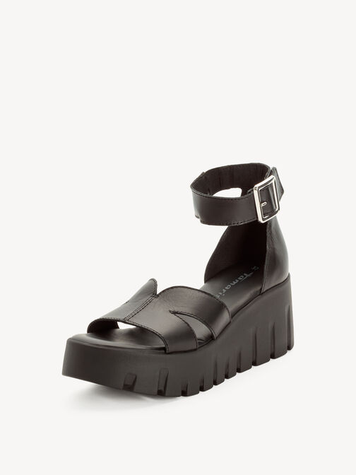 Sandale &agrave; talon, BLACK LEATHER, hi-res