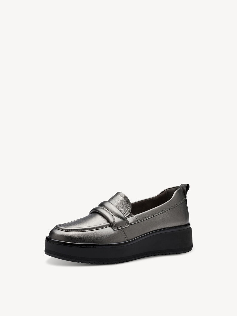 Leather Sneaker - metallic, PEWTER, hi-res