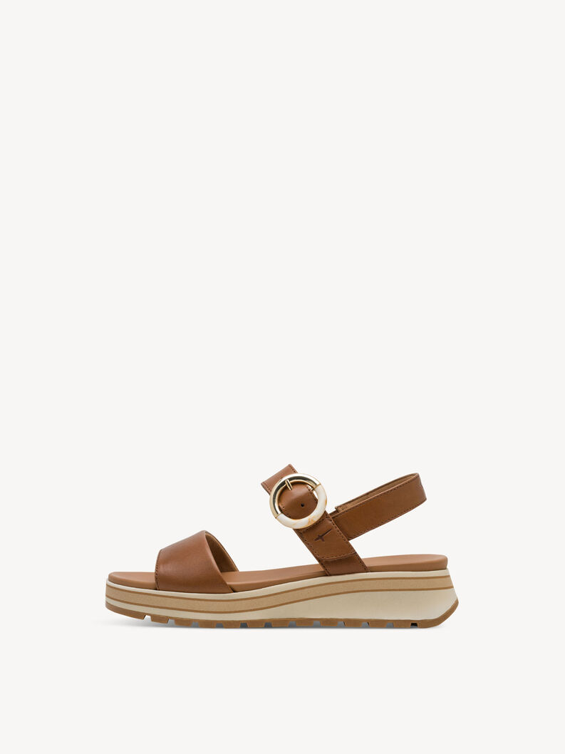 Sandale &agrave; talon en cuir - marron, COGNAC LEATHER, hi-res