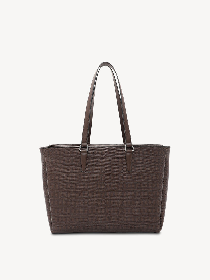 Bruine Tamaris handtas met lange handvatten en patroon van kunstleer