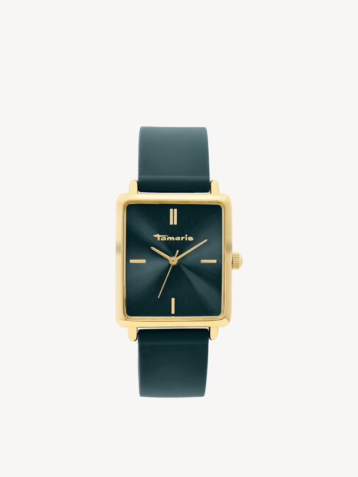 Uhr, gold-sunray  green, hi-res