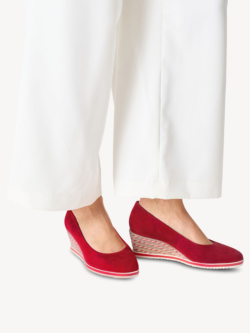 Leren Sleehakpumps - rood, RED, hi-res