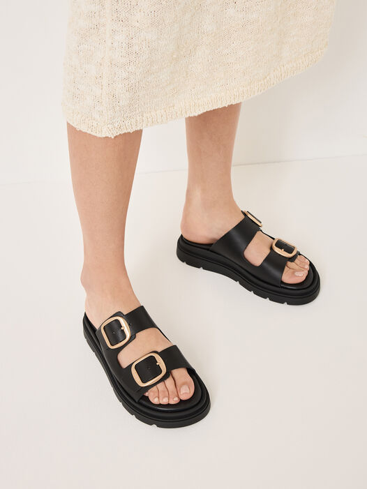 Slipper, BLACK LEATHER, hi-res