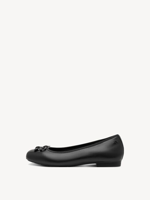 Leather Ballerina, BLACK, hi-res