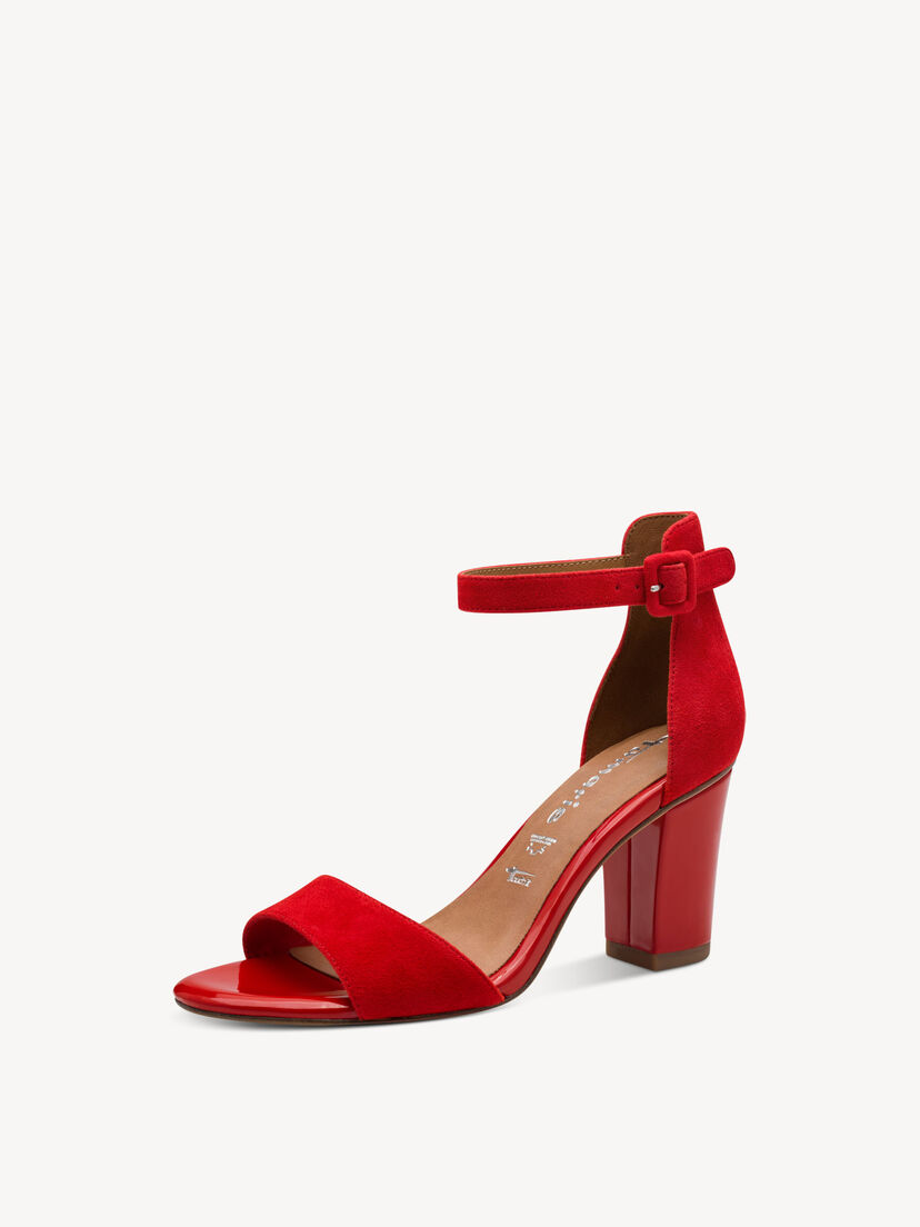 Leren Sandaaltje - rood, RED SUEDE, hi-res
