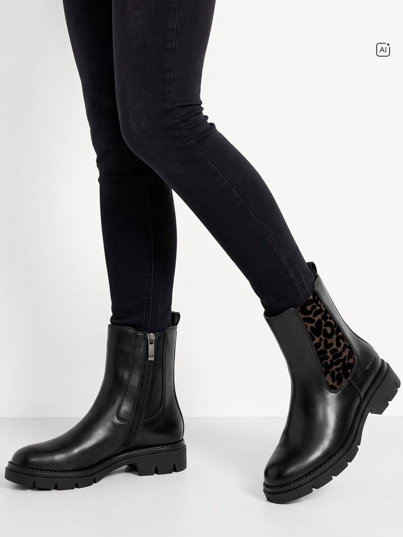 Bottine Chelsea - noir, BLACK/LEOPARD, hi-res