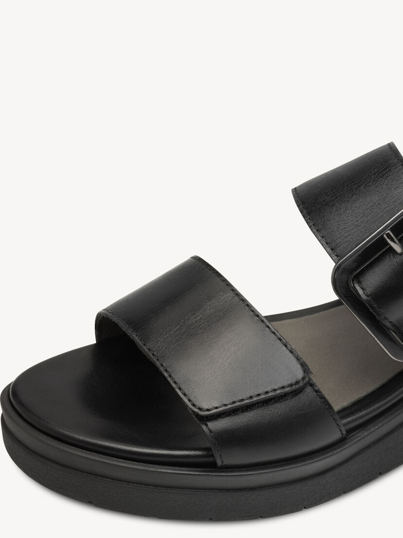 Leren Sandaaltje - zwart, BLACK NAPPA, hi-res