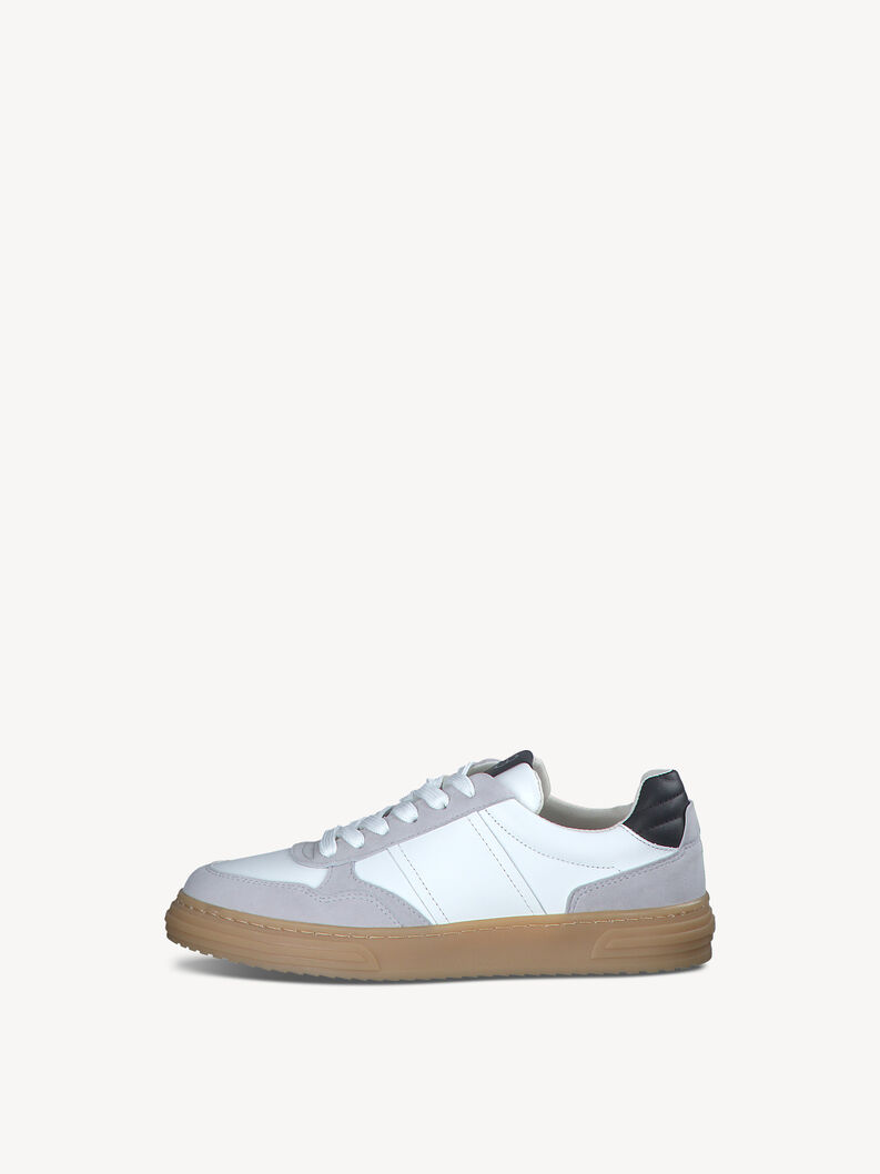 Leather Sneaker - white, WHITE/GREY, hi-res