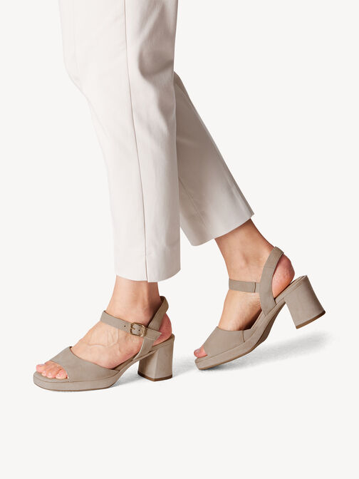 Heeled sandal, BEIGE SUEDE, hi-res