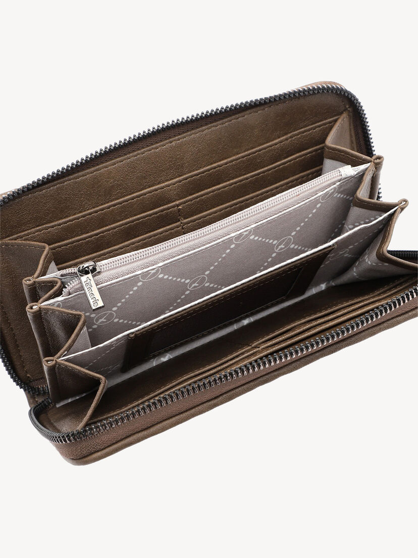 Binnenzijde bruine Tamaris portemonnee met organizer en kaarthouders