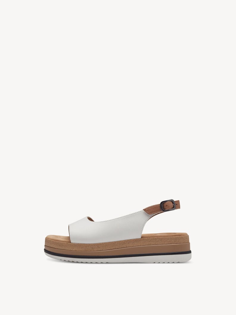 Sandale à talon en cuir - blanc, WHITE, hi-res