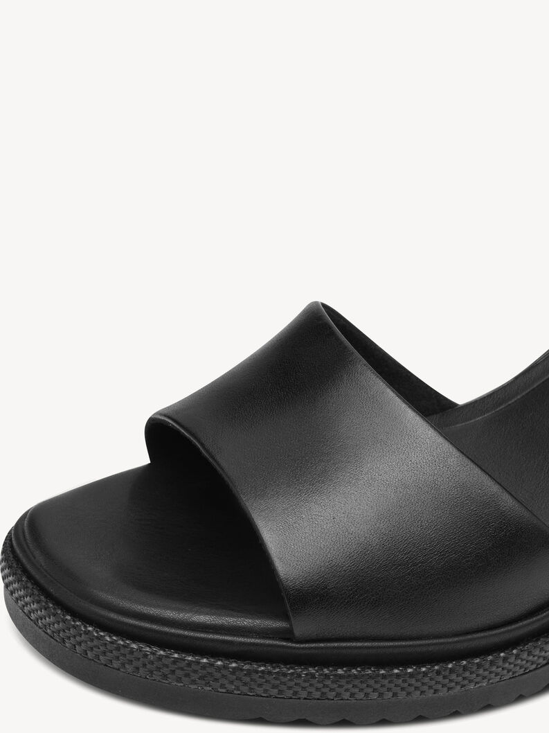 Leather Heeled sandal - black, BLACK LEATHER, hi-res