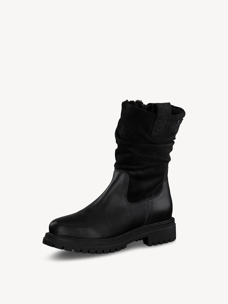 Lederstiefelette - schwarz Warmfutter, BLACK, hi-res