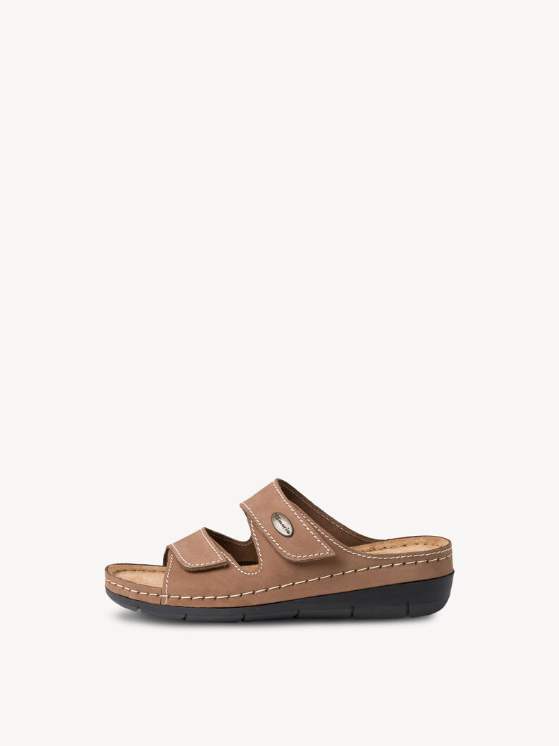 Lederpantolette - beige, TAUPE, hi-res