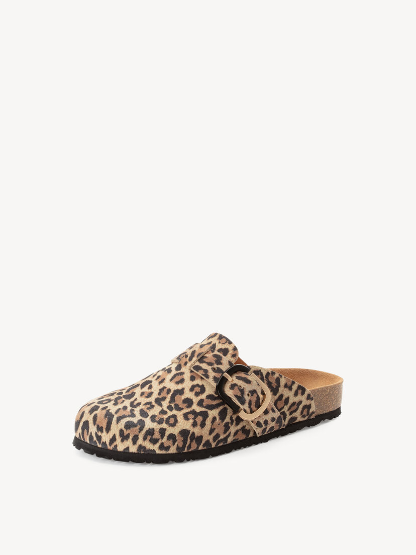 Leren Slipper - bruin, LEOPARD, hi-res