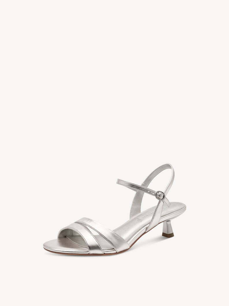 Heeled sandal - metallic, PLATINUM, hi-res
