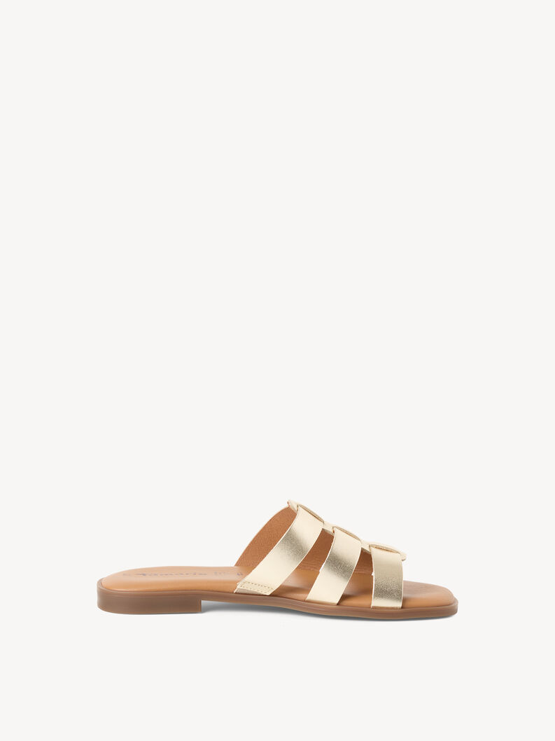 Mule en cuir - m&eacute;tallique, LIGHT GOLD MET, hi-res