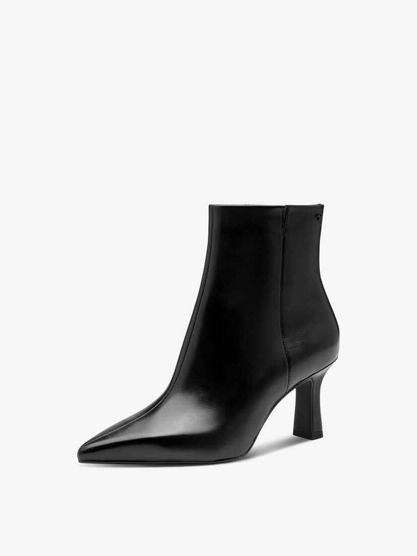 Leren Enkellaarsje - zwart, BLACK LEATHER, hi-res