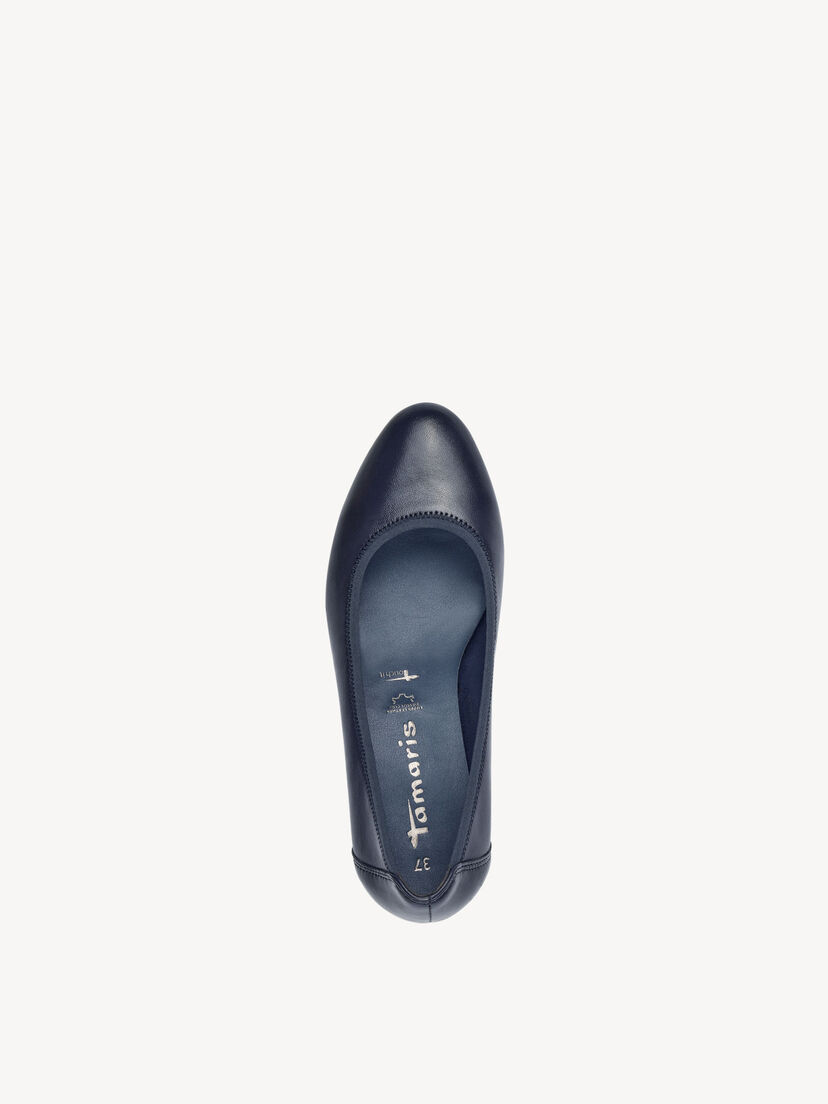 Leren Sleehakpumps - blauw, NAVY LEATHER, hi-res
