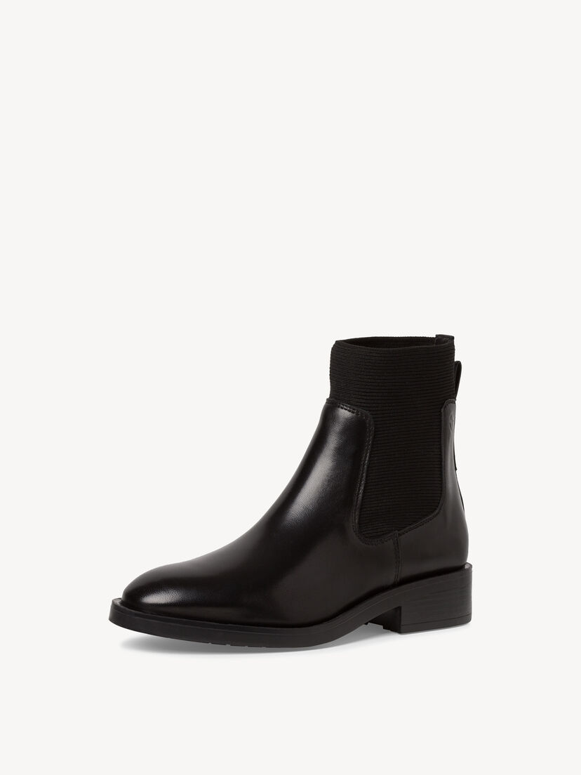 Leren Chelseaboot - zwart, BLACK, hi-res
