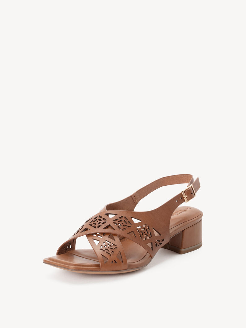 Sandale &agrave; talon en cuir - marron, NUT, hi-res
