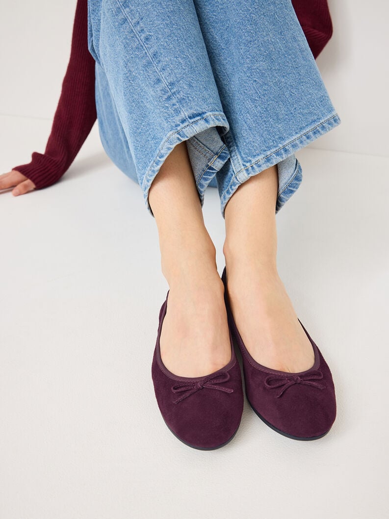 Leren Ballerina - rood, MERLOT, hi-res