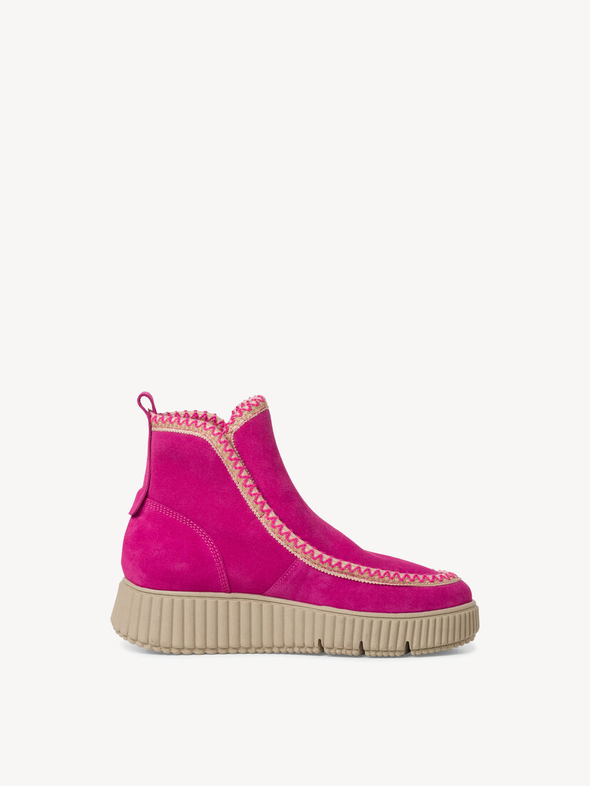 Leren Enkellaarsje - pink warme voering, FUXIA, hi-res