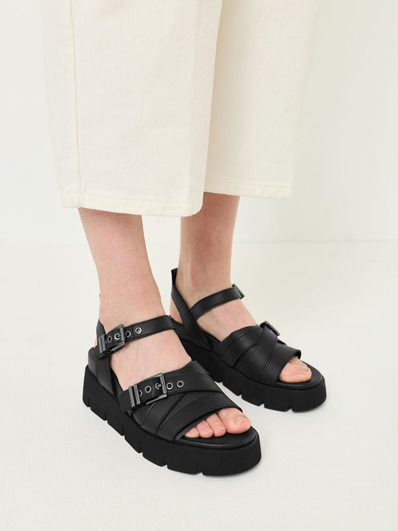 Sandale &agrave; talon, BLACK, hi-res