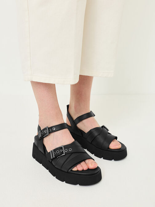 Sandale &agrave; talon, BLACK, hi-res